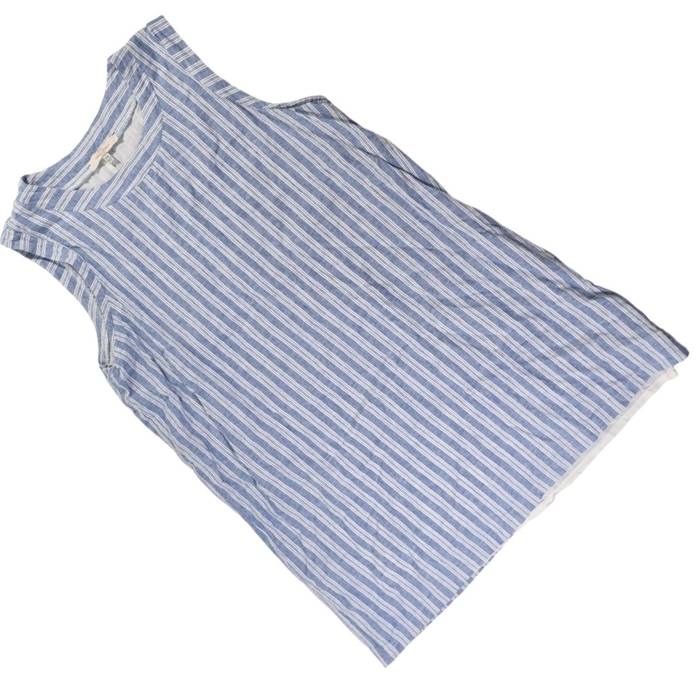Casacabana Blue White Striped Linen Blend Sleeveless Tank Top XXL C2W23178RG